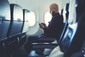 Man,Is,Listening,To,Music,In,Headphones,And,Chatting,In